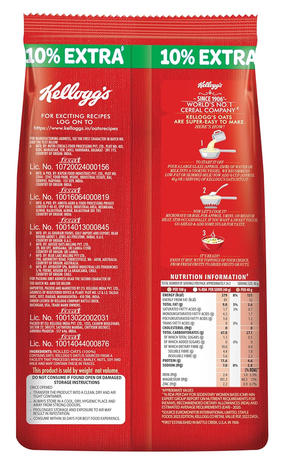 KELLOGGS OATS 1.50KG