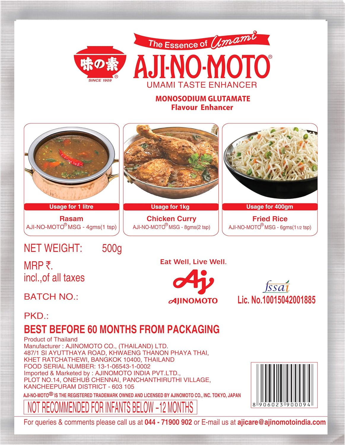 Ajinomoto (R) -Monosodium Glutamate-The Original Umami Seasoning Mix-Taste Enhencer(Japanese)-500Gm