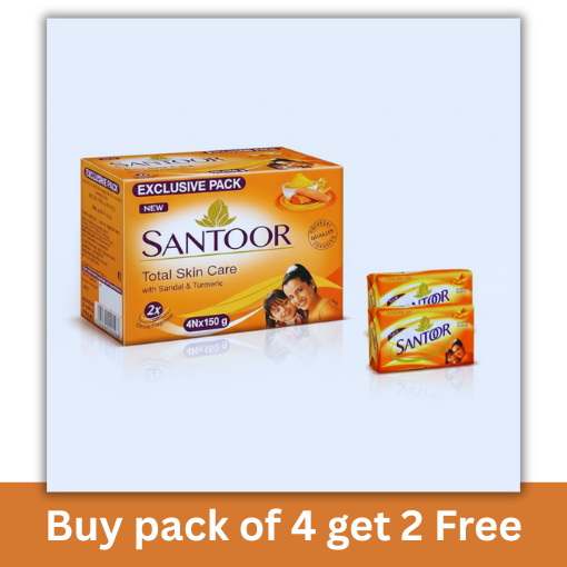 SANTOOR SANDAL & TURMERIC 4N*150G + 2N FREE