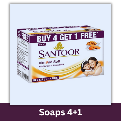 SANTOOR SANDAL & ALMOND MILK 4+1