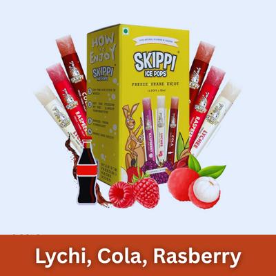 Skippi Ice Pops Natural Icepops - Lychee, Raspberry, Cola, 384 ml