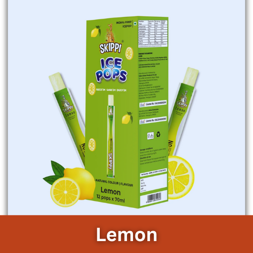 Lemon Flavor Skippi Natural Ice Pop, Pack Of 12 Ice Pops