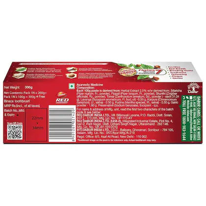 Dabur Red Toothpaste (200+ 100) g