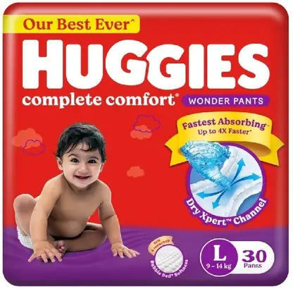 Huggies Complete Comfort Wonder Pants Dry Xpert Channel Large Size L 1