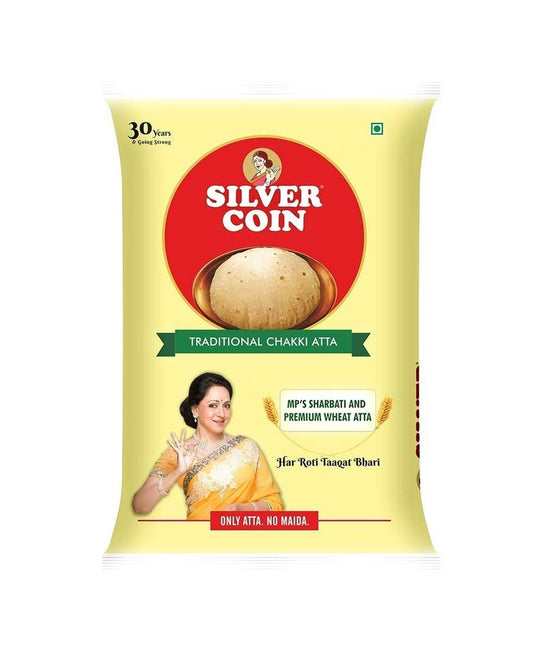 Silver Coin Indian 1 Kg Traditional Chakki Atta,