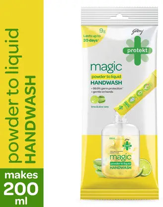 Godrej Protekt Magic powder to liquid, Lime & aloe vera Hand Wash Refill Pouch  (9 g)