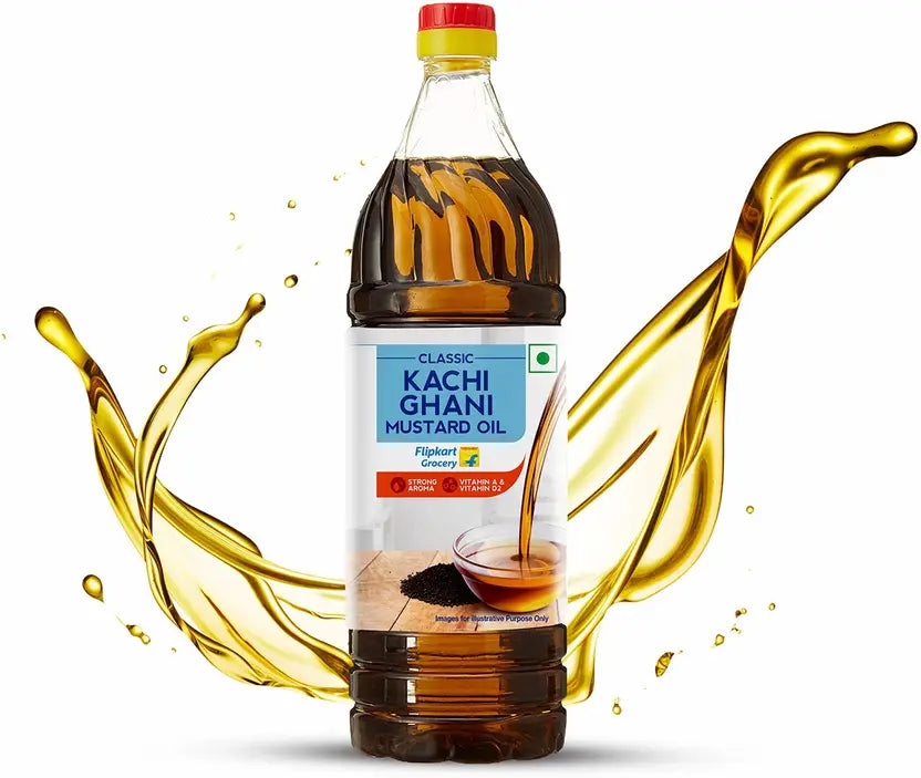 Classic Kachi Ghani Mustard Oil Plastic Bottle by Flipkart Grocery (Sarson Tel)  (1 L)