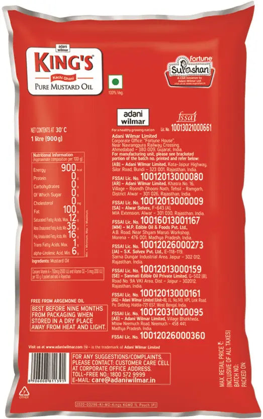 KINGS MUSTARD OIL 1L