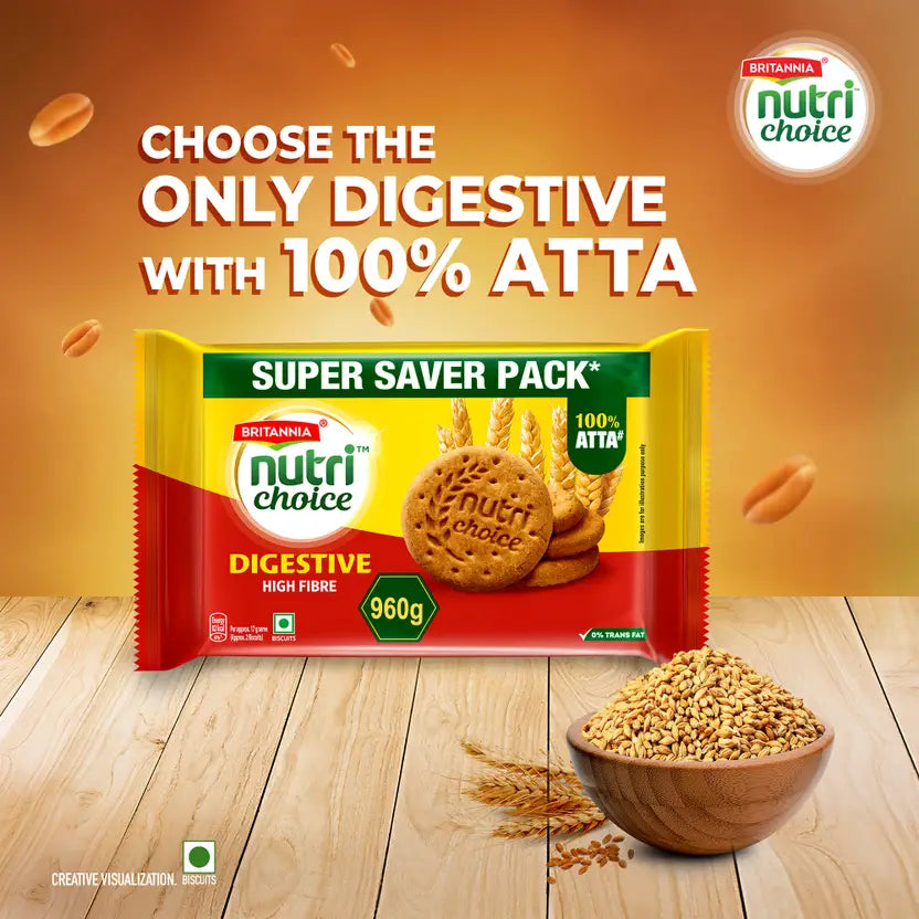 BRITANNIA Nutrichoice Digestive High Fiber Biscuit  (5 x 192 g)