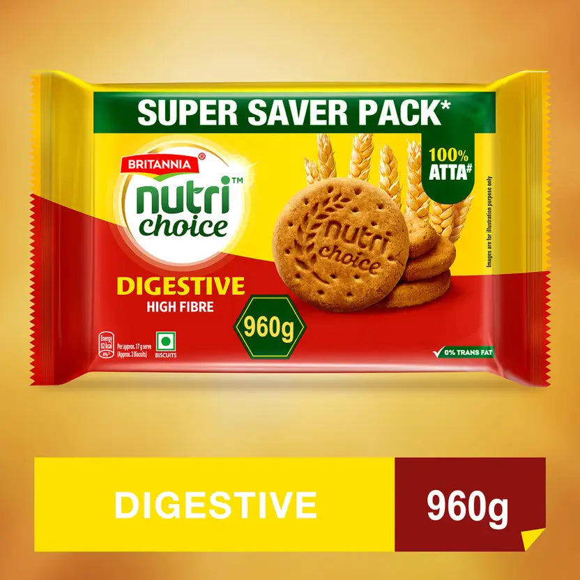 BRITANNIA Nutrichoice Digestive High Fiber Biscuit  (5 x 192 g)