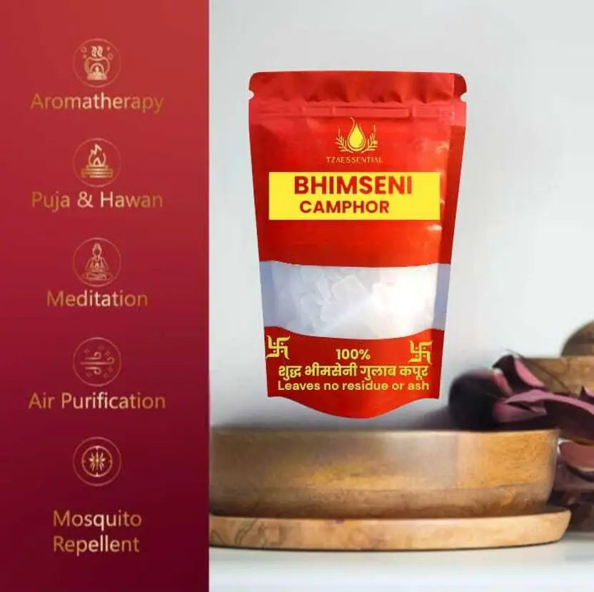Tzaessential Original Bhimseni Kapoor, Pure Bhimseni Camphor 10g